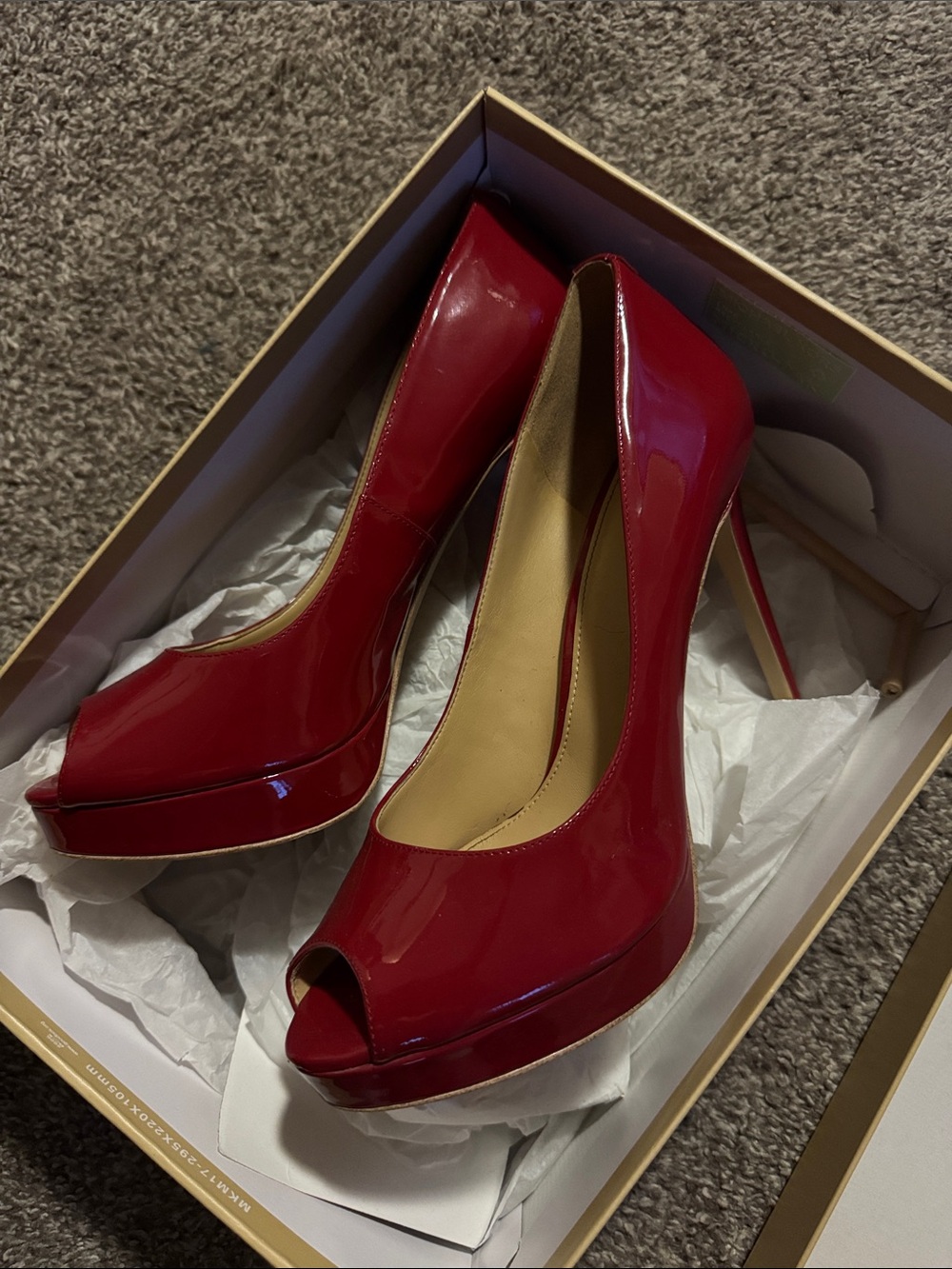 Michael Kors Red Patent Peep-Toe Platform Pumps